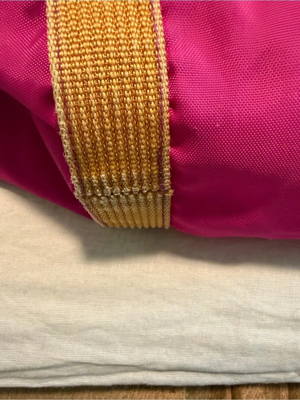 Nike Pink Travel Duffel with Yellow Handles